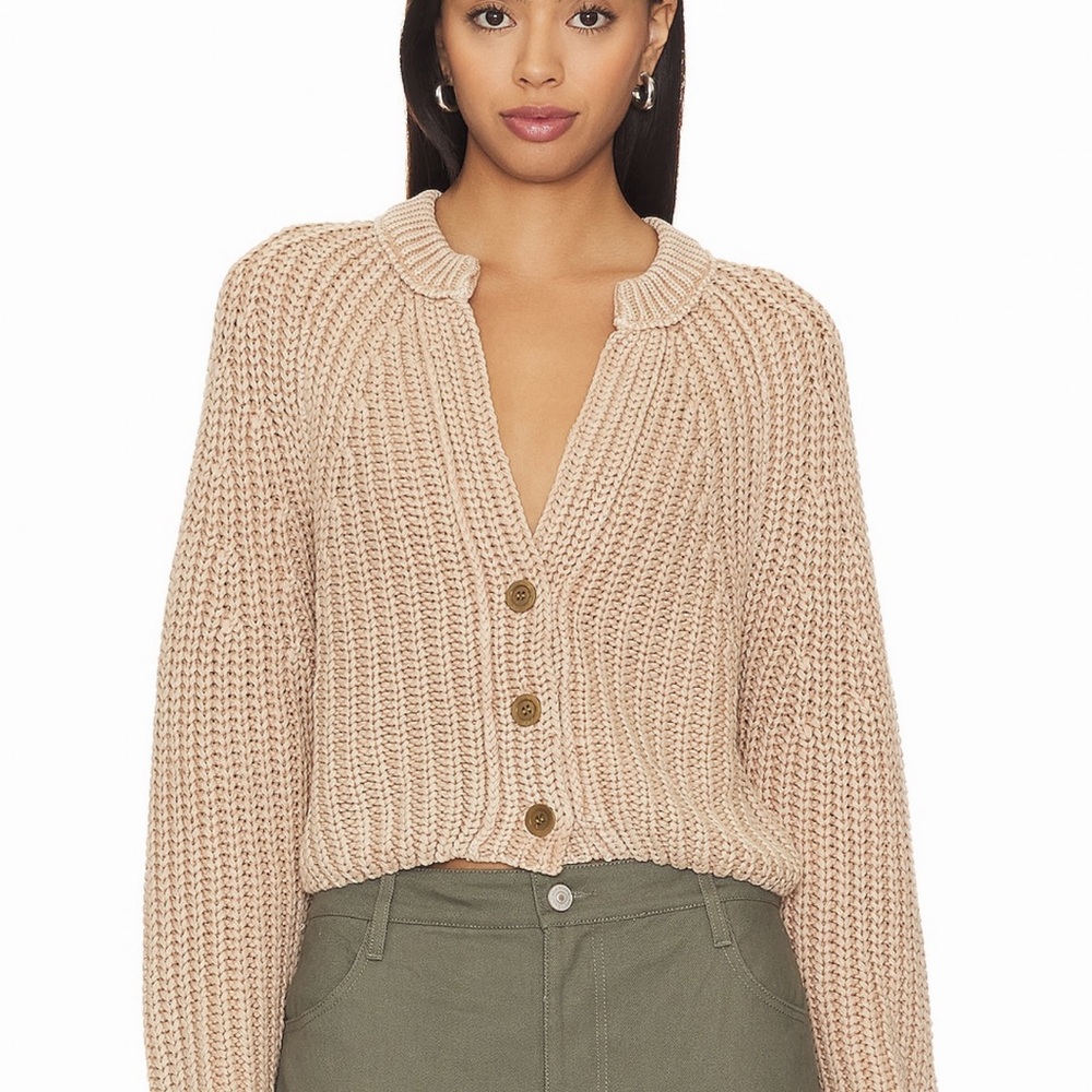 Free People Tan Button-Up Cardigan